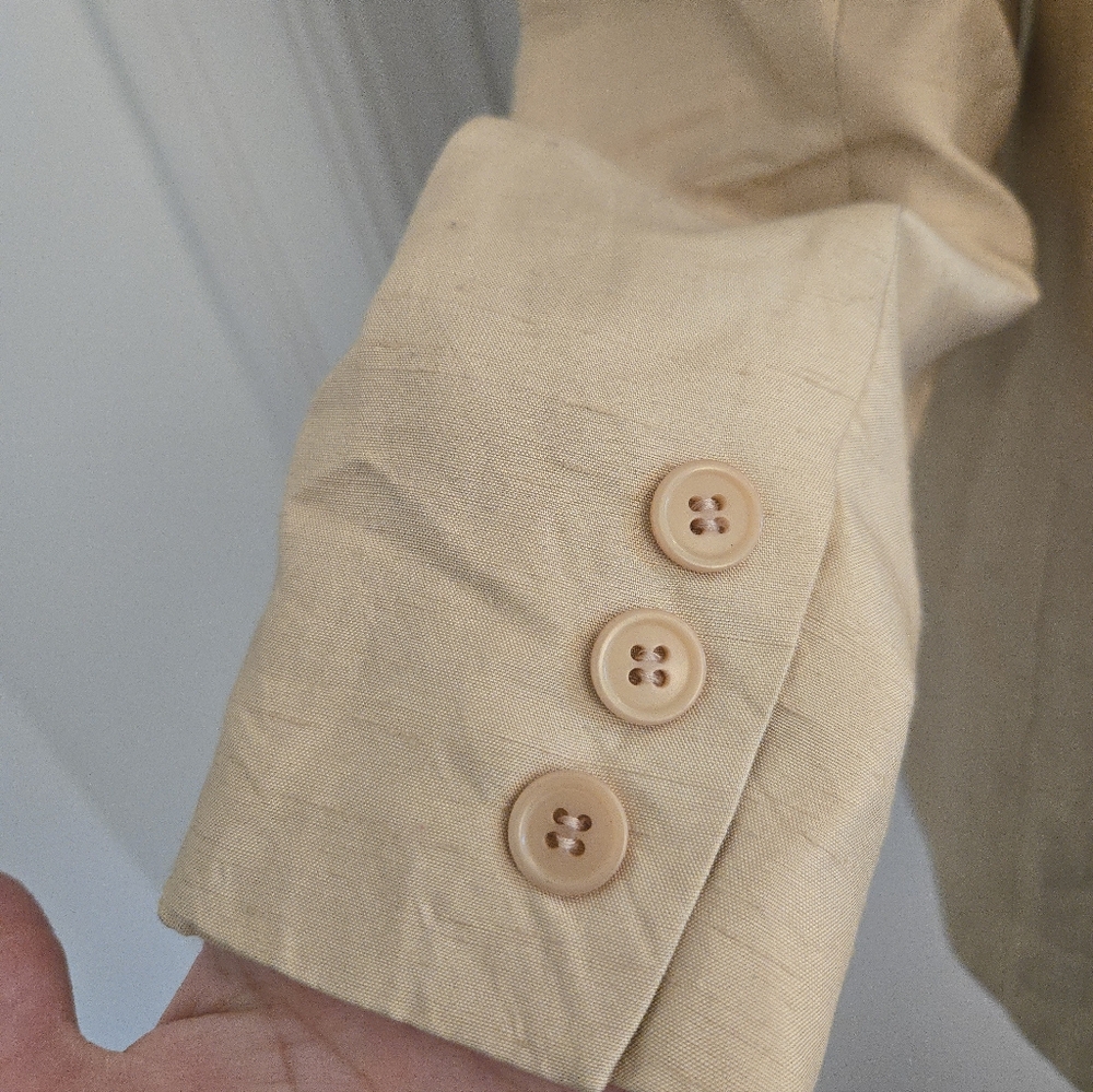 Vintage Silk Neutral Hugo Buscati Jacket Size 6 - Picture 6 of 9